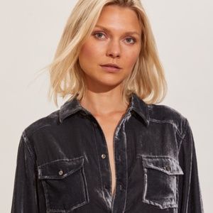 J. Crew Velvet Shirt Gray Women’s size 8 NWT